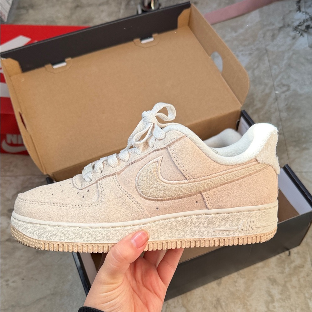 Nike Low-Top Suede Sneakers in Pale Pink and Cream